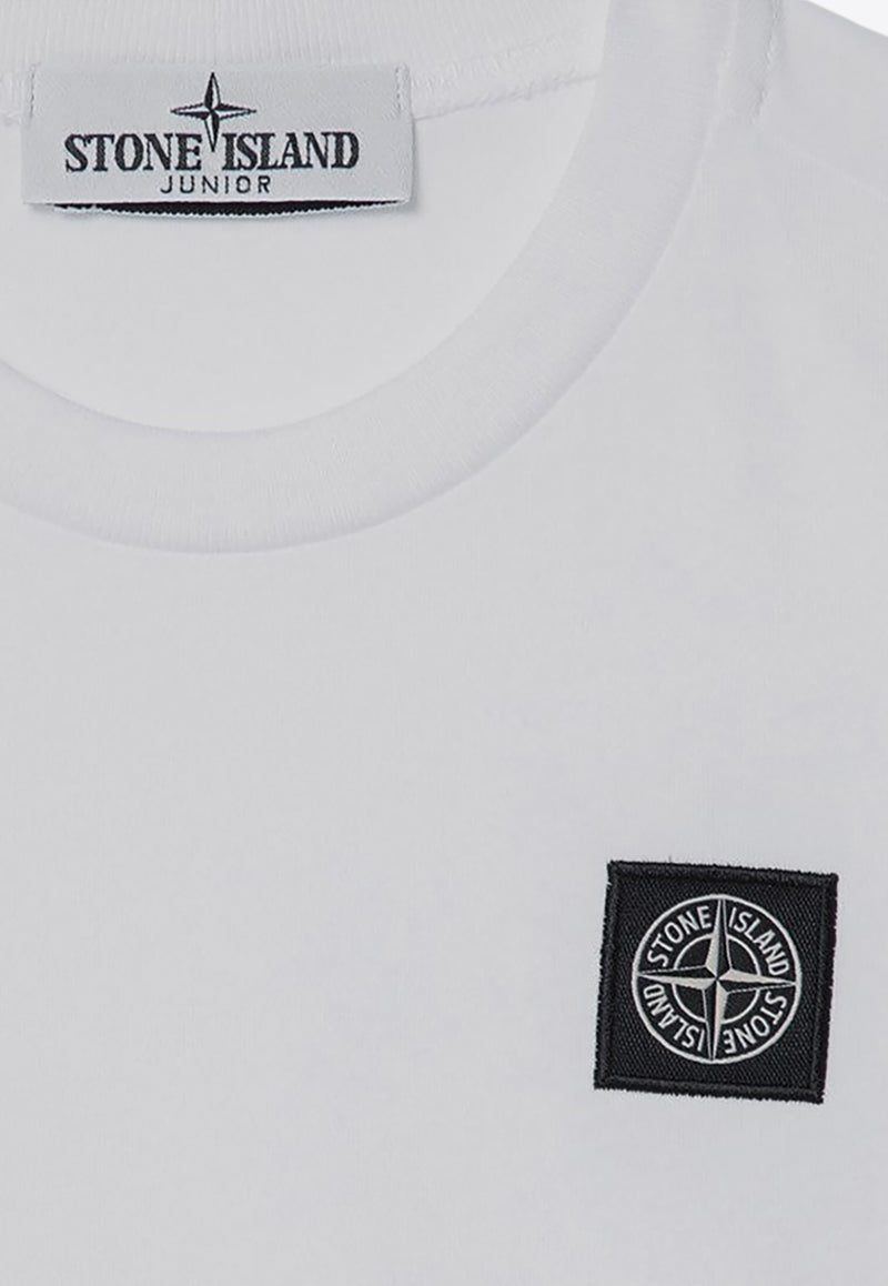 Stone Island Junior Boys Logo Patch T-shirt White 8116201-B47/P_STONE-V0001