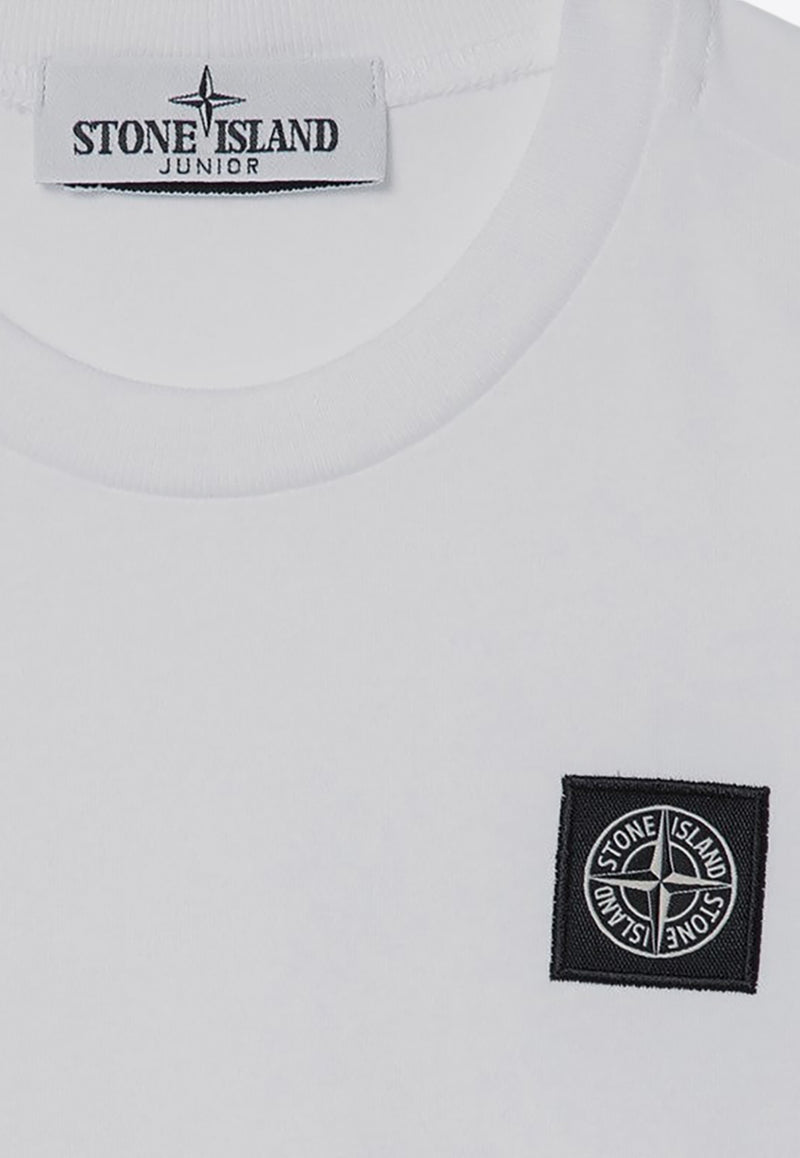 Stone Island Junior Boys Logo Patch T-shirt White 8116201-D47/P_STONE-V0001