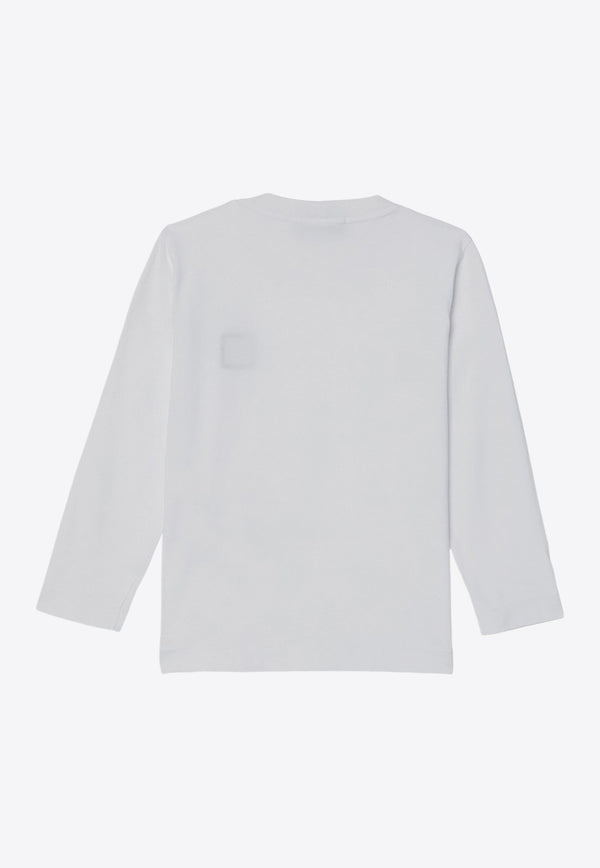 Stone Island Junior Boys Logo Patch Long-Sleeved T-shirt White 8116204-B47/P_STONE-V0001