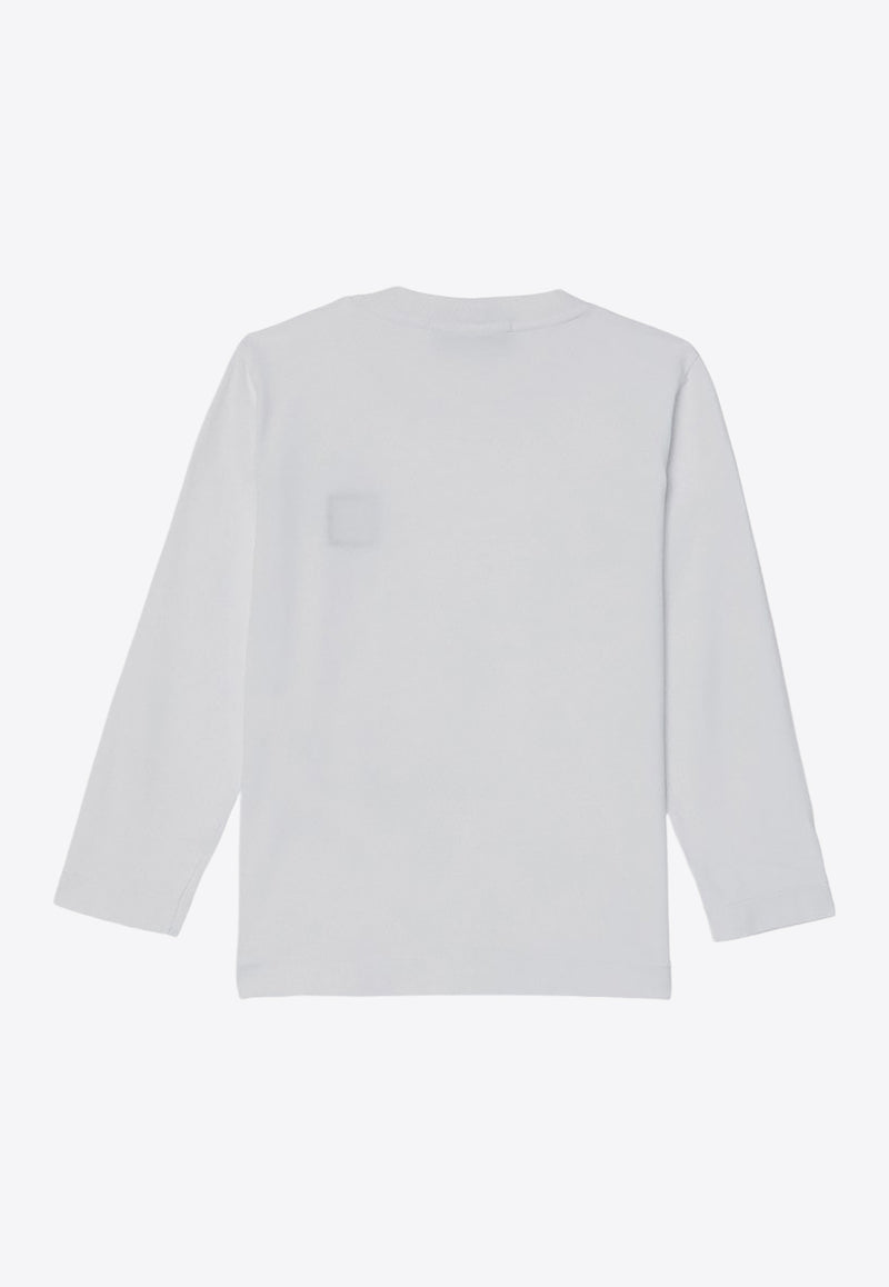 Stone Island Junior Boys Logo Patch Long-Sleeved T-shirt White 8116204-B47/P_STONE-V0001