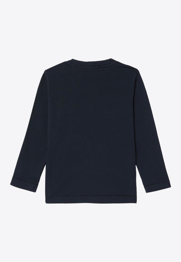 Stone Island Junior Boys Logo Patch Long-Sleeved T-shirt Navy 8116204-B47/P_STONE-V0020