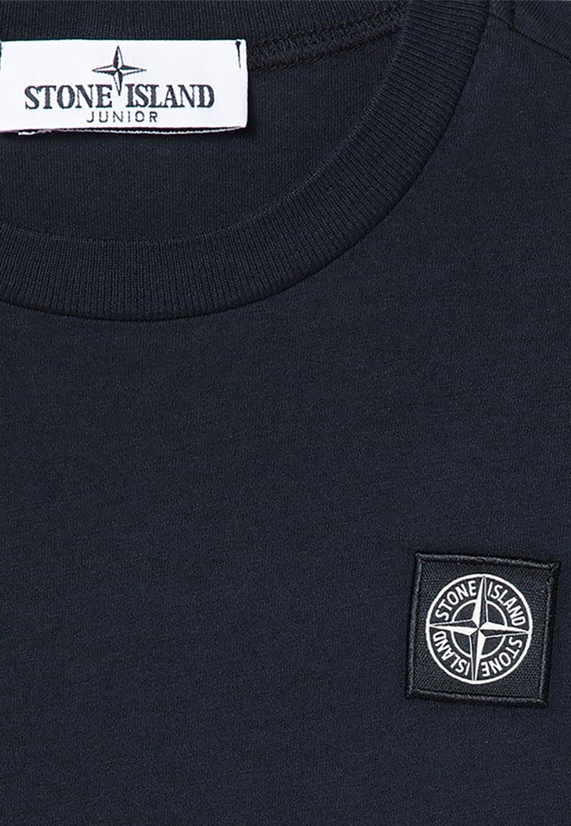 Stone Island Junior Boys Logo Patch Long-Sleeved T-shirt Navy 8116204-B47/P_STONE-V0020