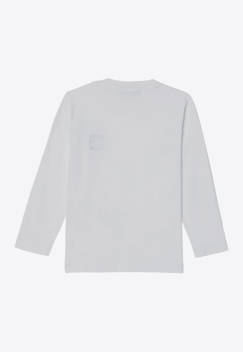 Stone Island Junior Boys Logo Patch Long-Sleeved T-shirt White 8116204-C47/P_STONE-V0001