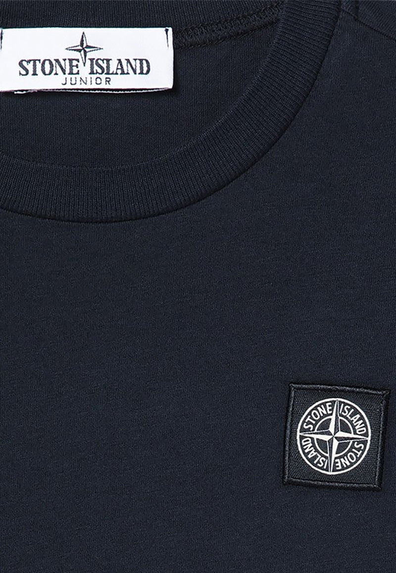 Stone Island Junior Boys Logo Patch Long-Sleeved T-shirt Navy 8116204-C47/P_STONE-V0020