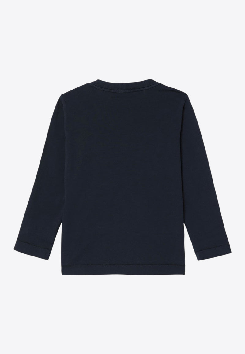 Stone Island Junior Boys Logo Patch Long-Sleeved T-shirt Navy 8116204-D47/P_STONE-V0020