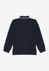 Stone Island Junior Boys Logo Patch Long-Sleeved Polo T-shirt Navy 8116207-B48/P_STONE-V0020