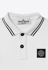 Stone Island Junior Boys Logo Patch Long-Sleeved Polo T-shirt White 8116207-D48/P_STONE-V1001