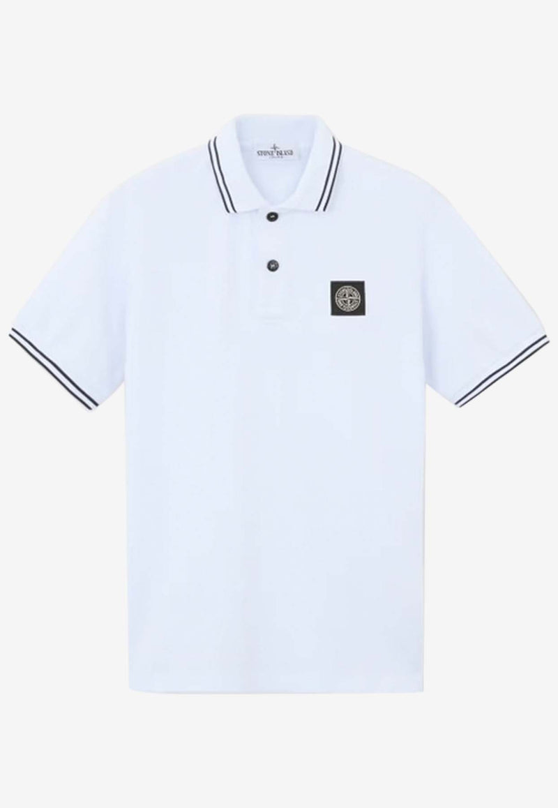 Stone Island Junior Boys Logo Patch Polo T-shirt White 811621348WHITE