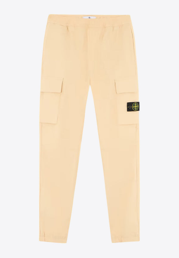 Stone Island Junior Boys Logo Patch Tapered Cargo Pants Beige 811630714BEIGE