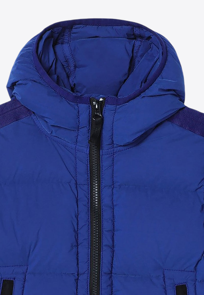 Stone Island Junior Boys Logo Patch Down Jacket Blue 8116403-B28/P_STONE-V0022