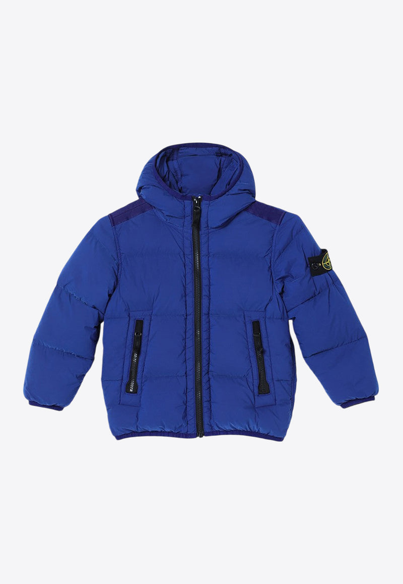 Stone Island Junior Boys Logo Patch Down Jacket Blue 8116403-D28/P_STONE-V0022