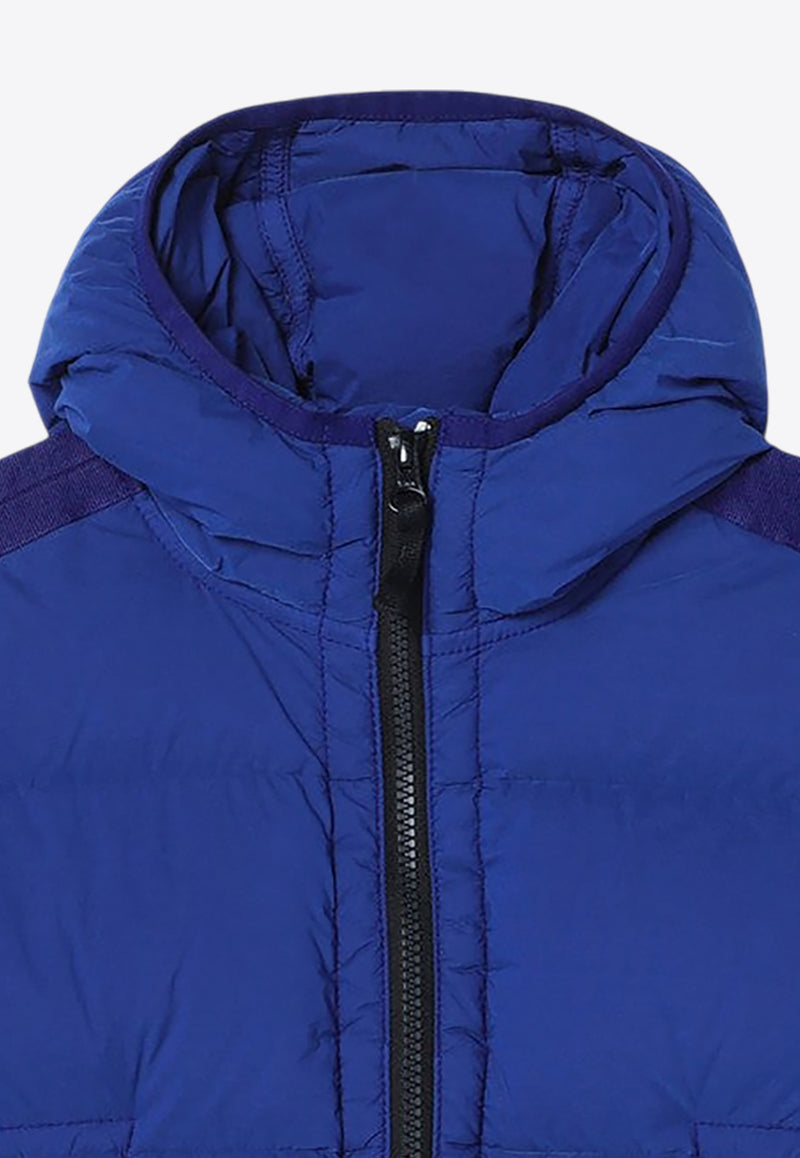 Stone Island Junior Boys Logo Patch Down Jacket Blue 811640328/P_STONE-V0022