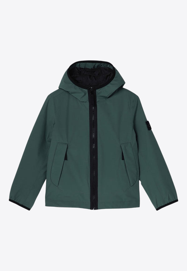 Stone Island Junior Boys Logo Patch Windbreaker Jacket Green 8116405-A27/P_STONE-V0055