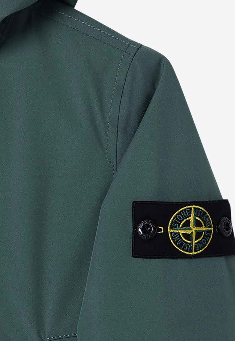 Stone Island Junior Boys Logo Patch Windbreaker Jacket Green 8116405-A27/P_STONE-V0055