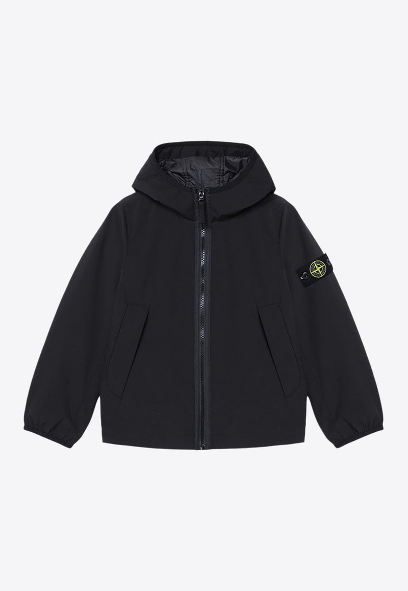 Stone Island Junior Boys Compass Patch Windbreaker Jacket Black 8116405-C27/P_STONE-V0029