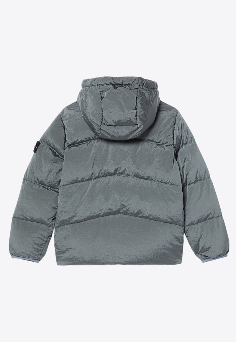 Stone Island Junior Boys Logo Patch Puffer Jacket Gray 8116408-C19/P_STONE-V0064