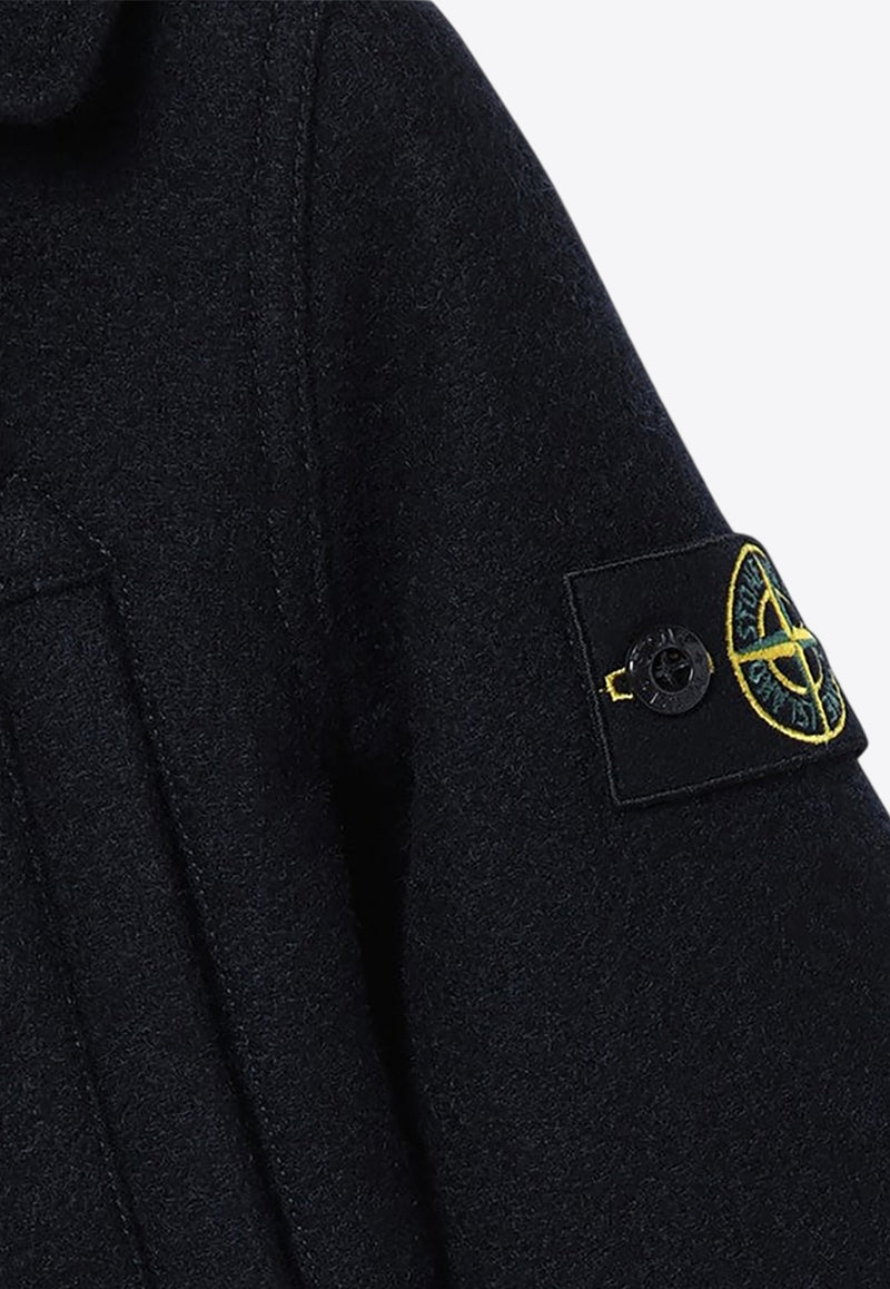 Stone Island Junior Boys Double-Breasted Wool Blend Coat Blue 811641036/P_STONE-V0M20