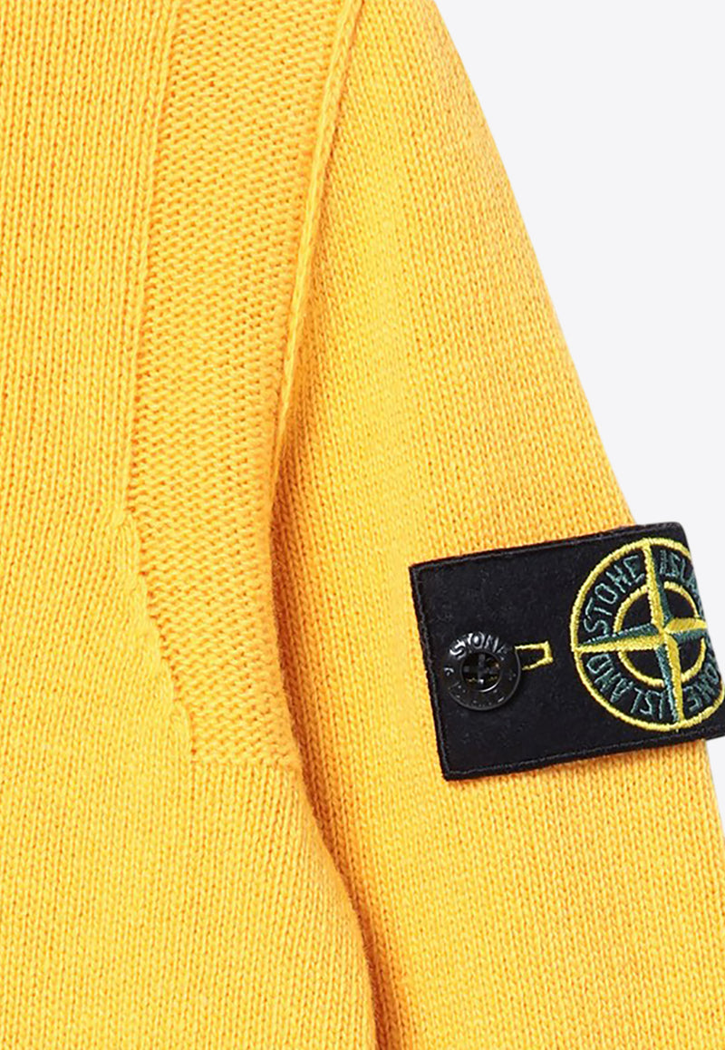 Stone Island Junior Boys Compass Patch Wool Sweater Yellow 8116502-BZ1/P_STONE-V0030