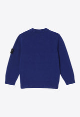 Stone Island Junior Boys Compass Patch Wool Sweater Blue 8116502-CZ1/P_STONE-V0022