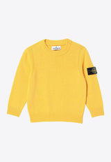 Stone Island Junior Boys Compass Patch Wool Sweater Yellow 8116502-CZ1/P_STONE-V0030