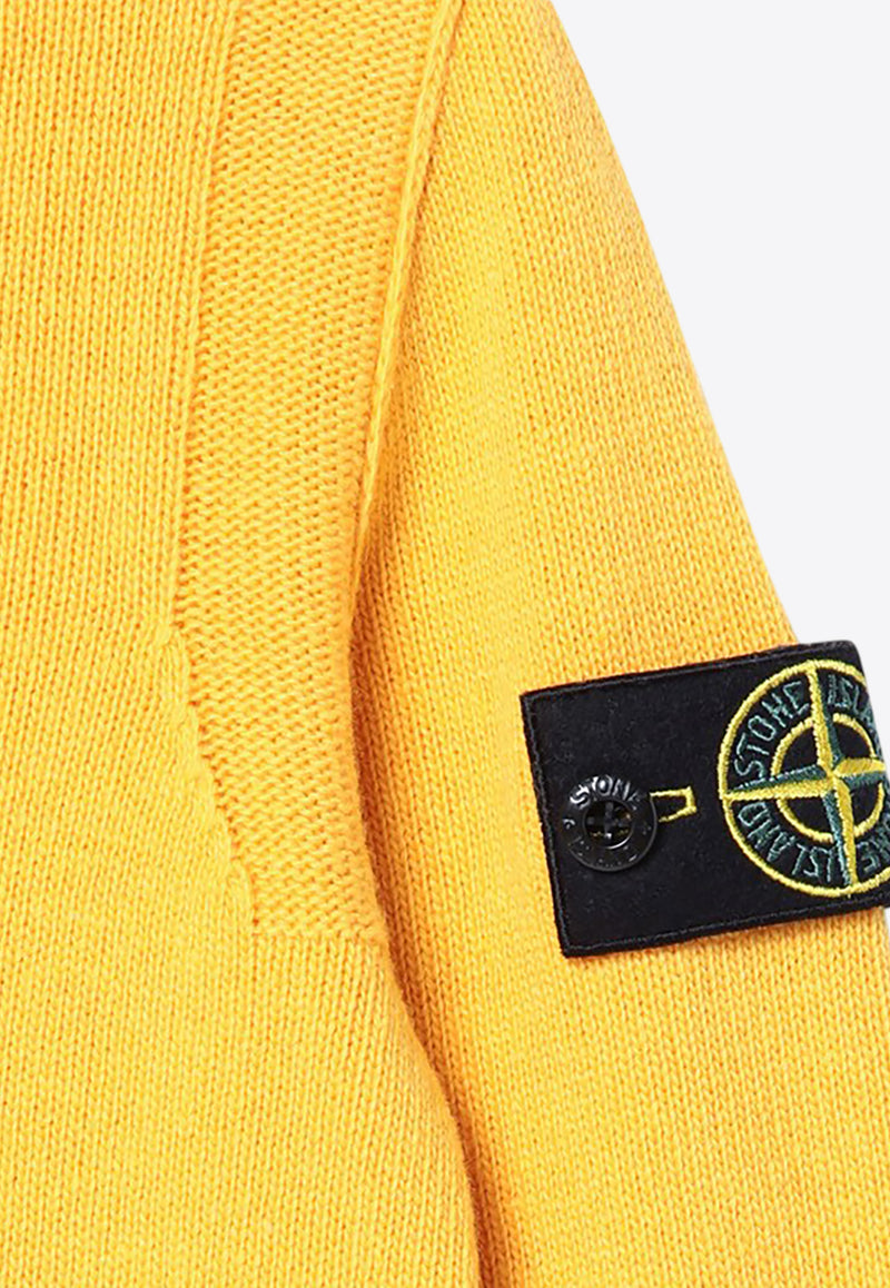 Stone Island Junior Boys Compass Patch Wool Sweater Yellow 8116502-CZ1/P_STONE-V0030