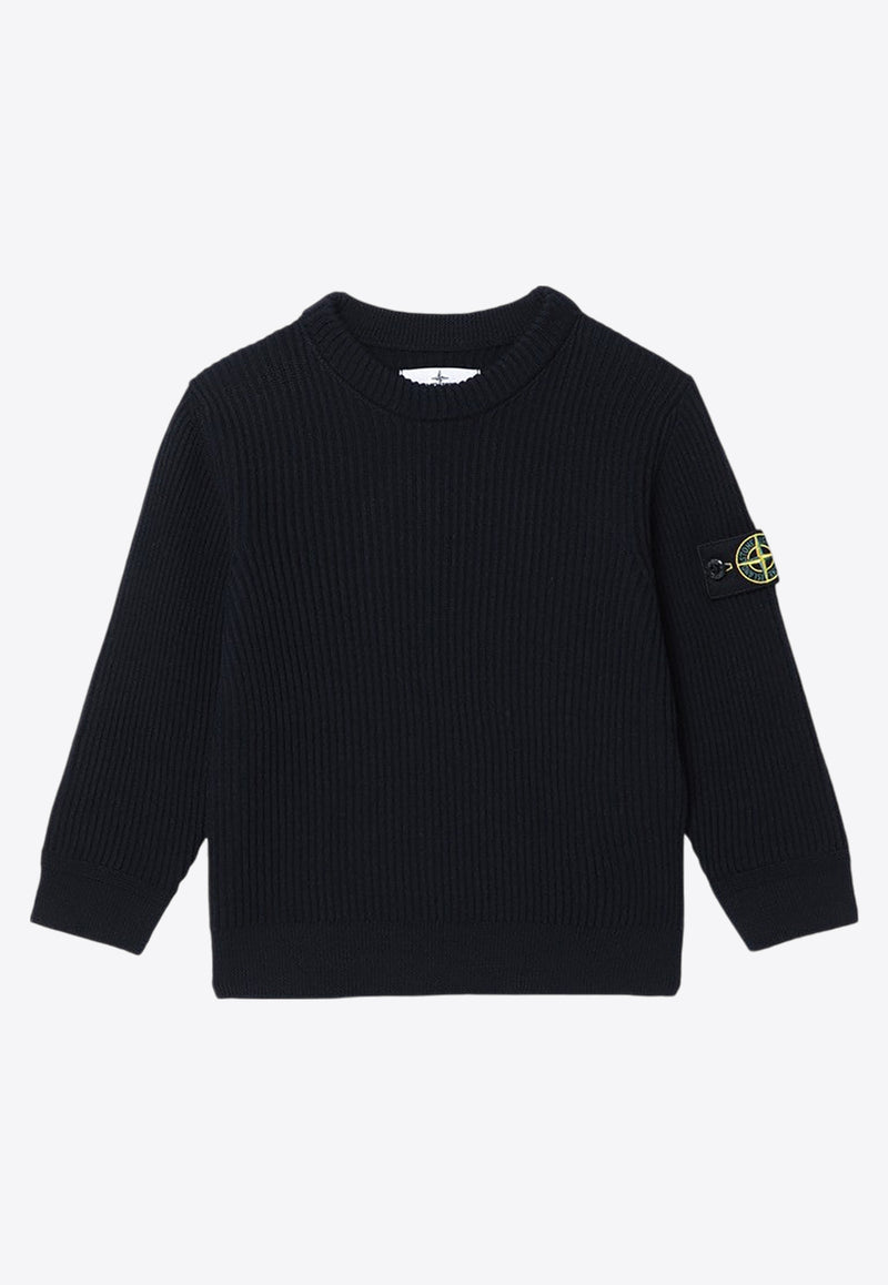 Stone Island Junior Boys Compass Patch Wool Sweater Navy 8116510-CC2/P_STONE-V0020