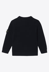 Stone Island Junior Boys Compass Patch Wool Sweater Navy 8116510-CC2/P_STONE-V0020