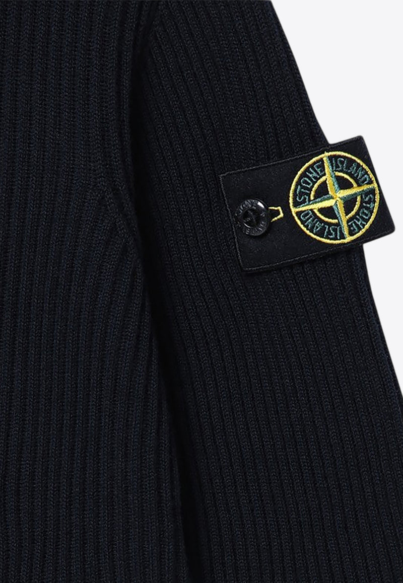 Stone Island Junior Boys Compass Patch Wool Sweater Navy 8116510-CC2/P_STONE-V0020