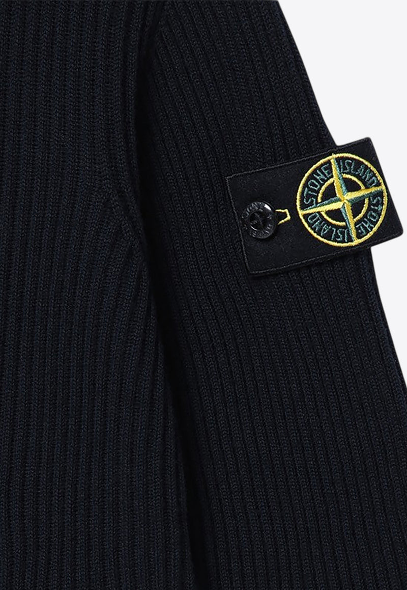 Stone Island Junior Boys Compass Patch Wool Sweater Navy 8116510C2/P_STONE-V0020