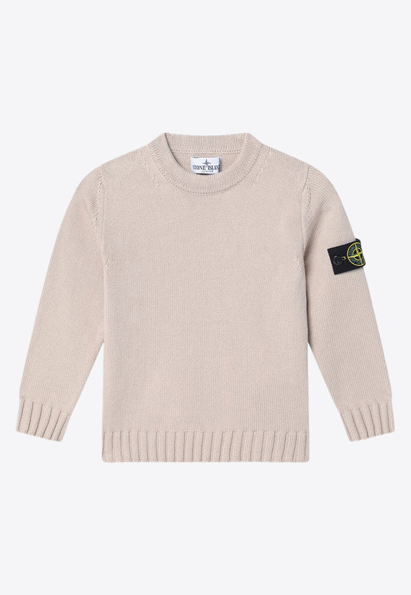 Stone Island Junior Boys Compass Patch Knitted Sweater Beige 8116515-BA2/P_STONE-V0091