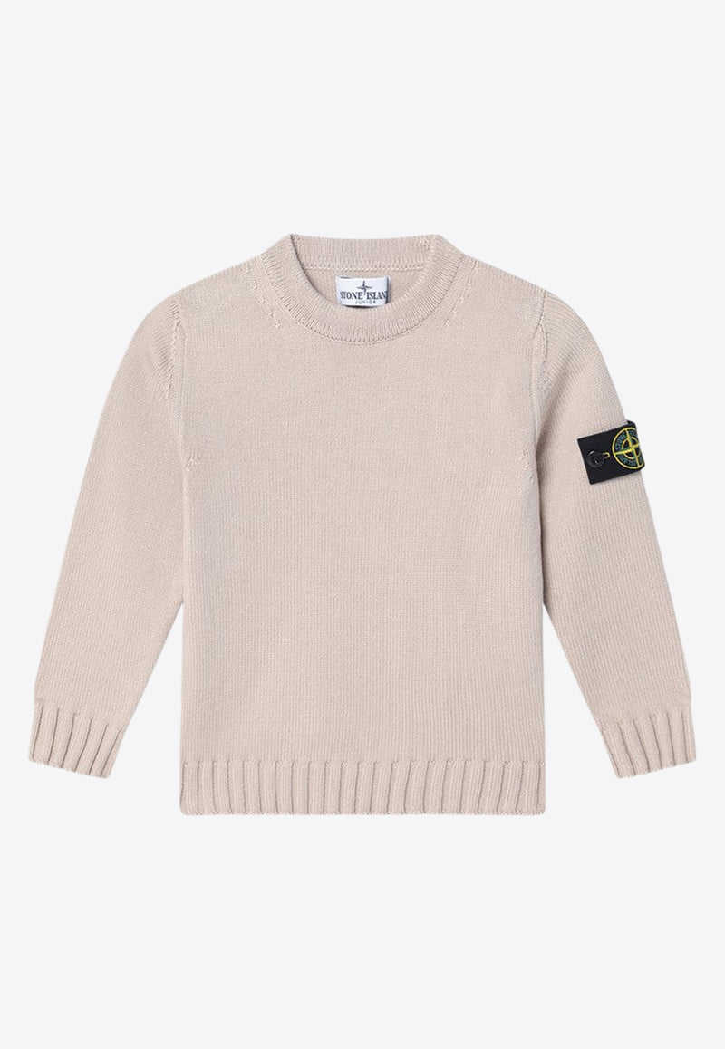 Stone Island Junior Boys Compass Patch Knitted Sweater Beige 8116515-BA2/P_STONE-V0091