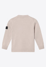 Stone Island Junior Boys Compass Patch Knitted Sweater Beige 8116515-CA2/P_STONE-V0091