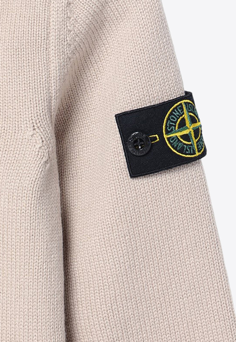 Stone Island Junior Boys Compass Patch Knitted Sweater Beige 8116515-CA2/P_STONE-V0091