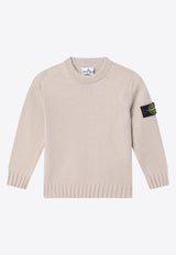 Stone Island Junior Boys Compass Patch Knitted Sweater Beige 8116515-DA2/P_STONE-V0091