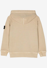 Stone Island Junior Boys Logo Patch Hooded Sweatshirt Beige 811660241BEIGE