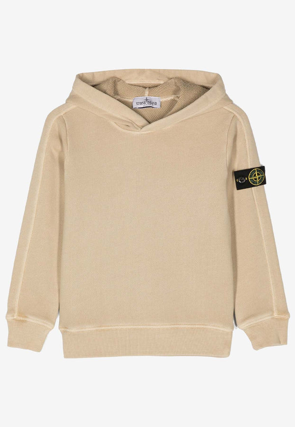 Stone Island Junior Boys Logo Patch Hooded Sweatshirt Beige 811660241BEIGE