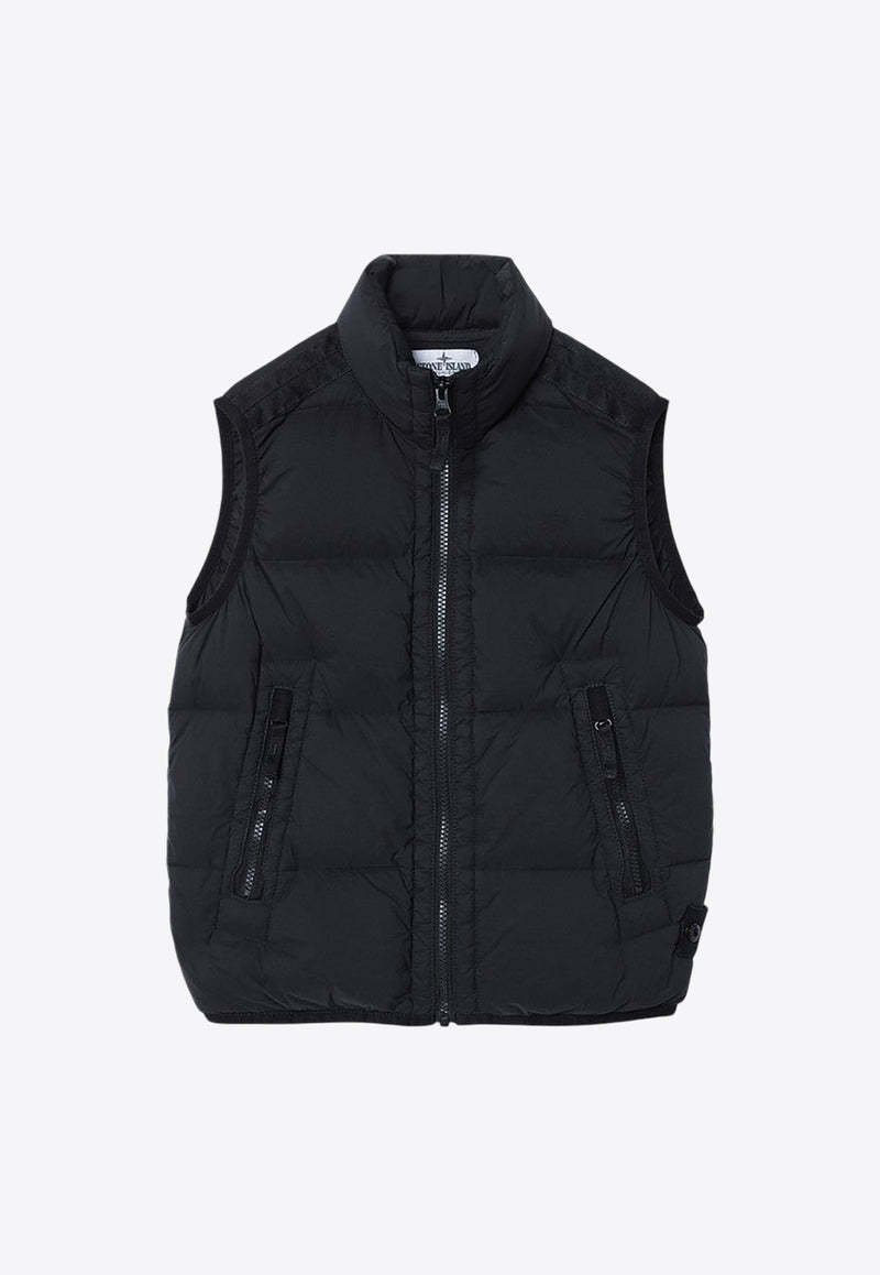 Stone Island Junior Boys Zip-Up Down Vest Black 8116G03-B28/P_STONE-V0029