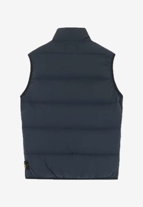 Stone Island Junior Boys Logo Patch Zip-Up Vest Navy 8116G0328NAVY