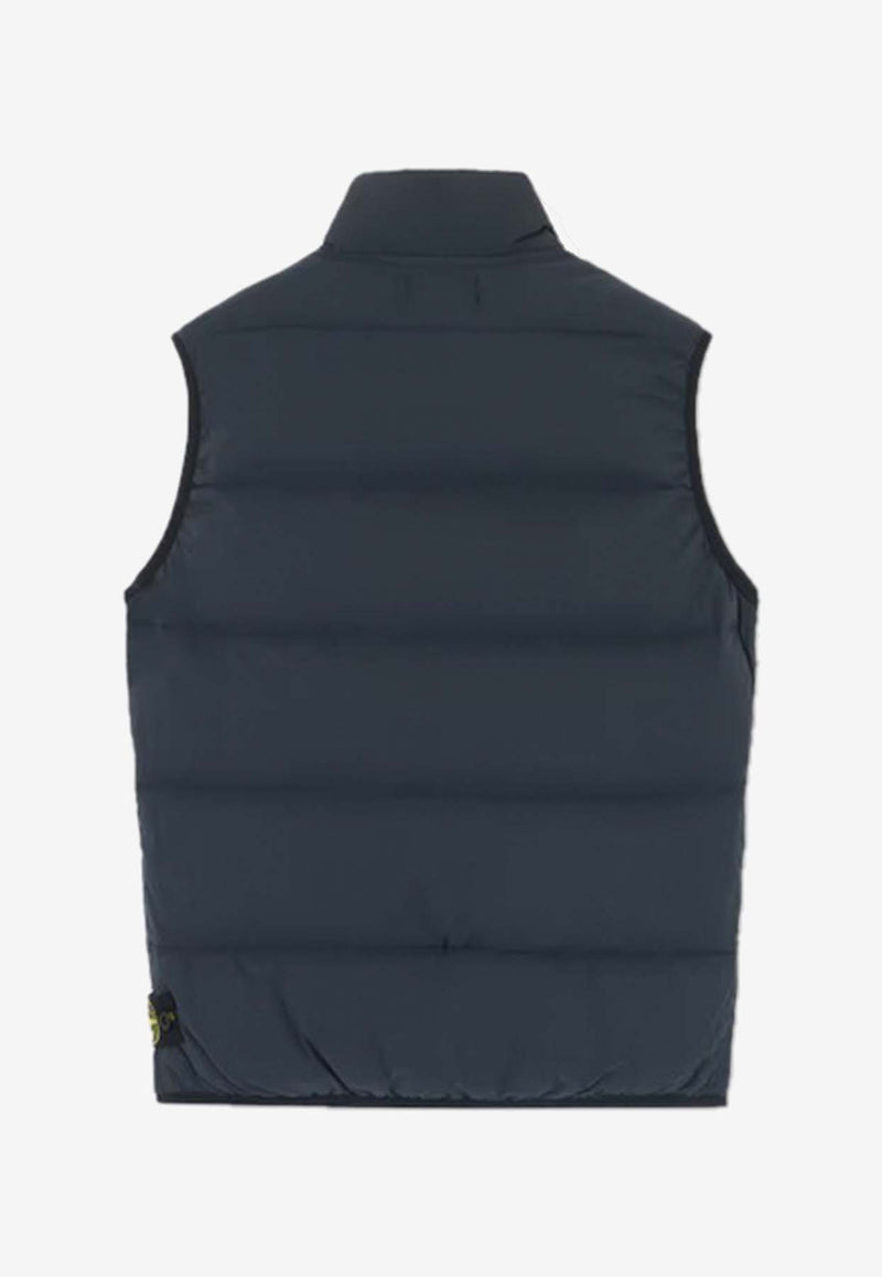 Stone Island Junior Boys Logo Patch Zip-Up Vest Navy 8116G0328NAVY