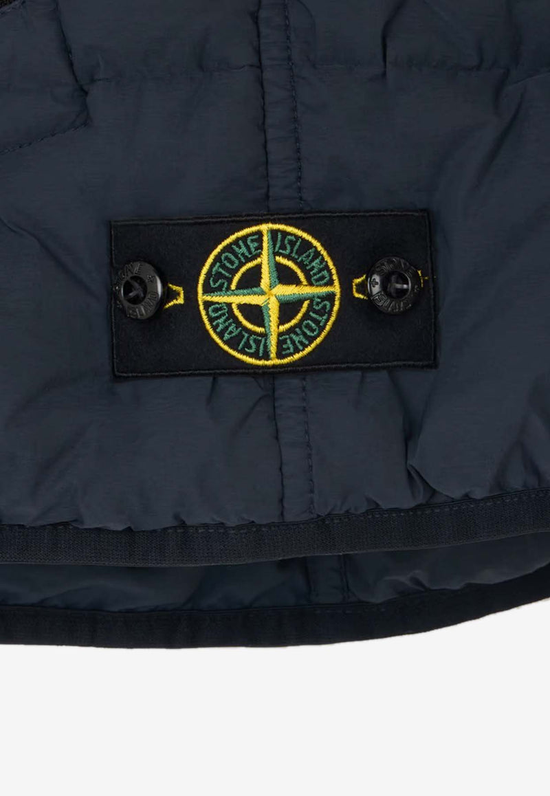 Stone Island Junior Boys Logo Patch Zip-Up Vest Navy 8116G0328NAVY