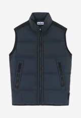 Stone Island Junior Boys Logo Patch Zip-Up Vest Navy 8116G0328NAVY