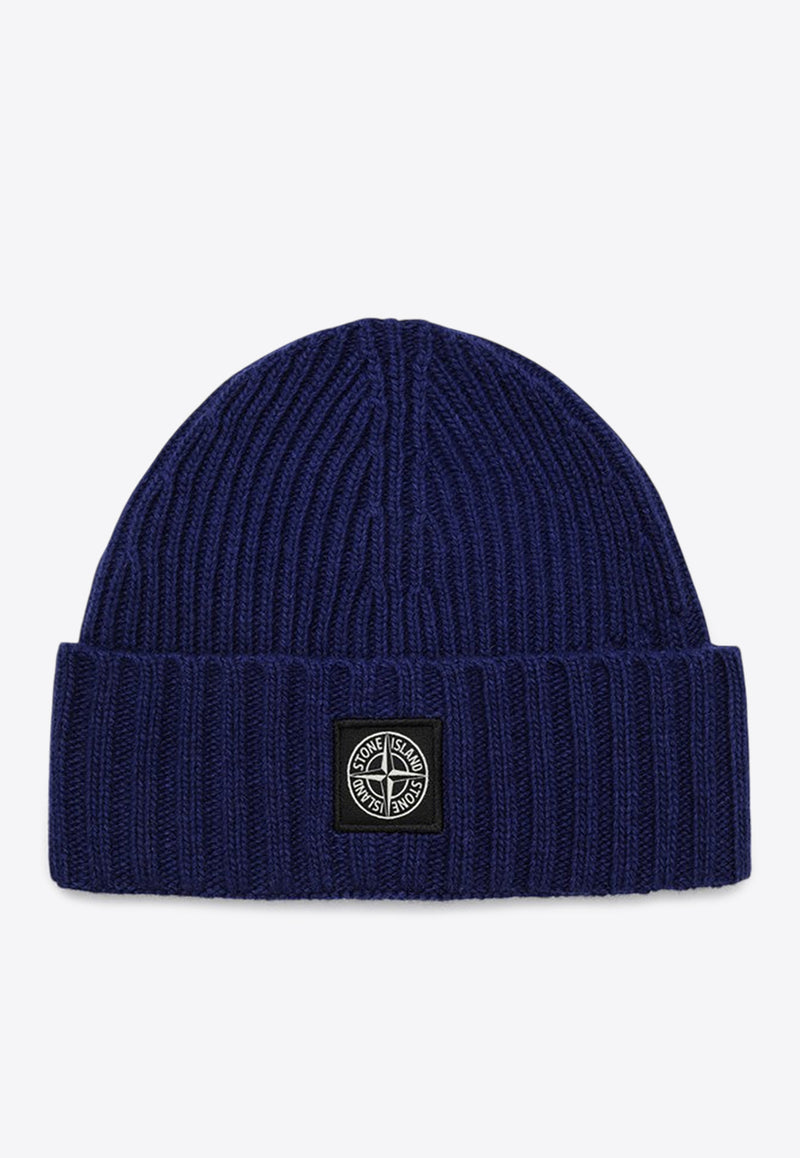 Stone Island Junior Boys Logo Patch Beanie Blue 8116N03Z3/P_STONE-V0022