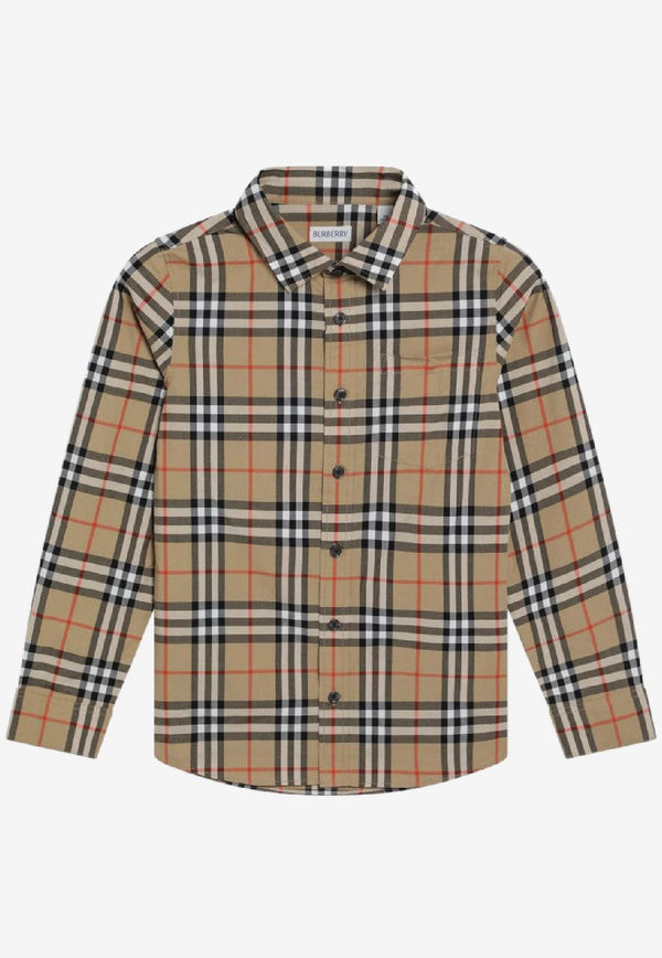 Burberry Kids Boys Signature Check Shirt Beige 8117166170626/S_BURBE-B9368