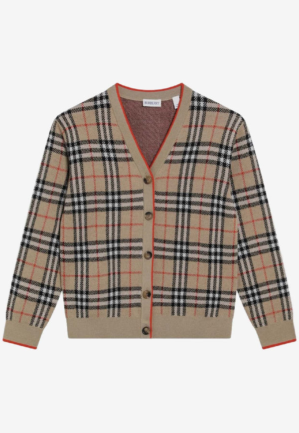 Burberry Kids Girls Signature Check Wool Cardigan Beige 8117179171210/S_BURBE-B9368