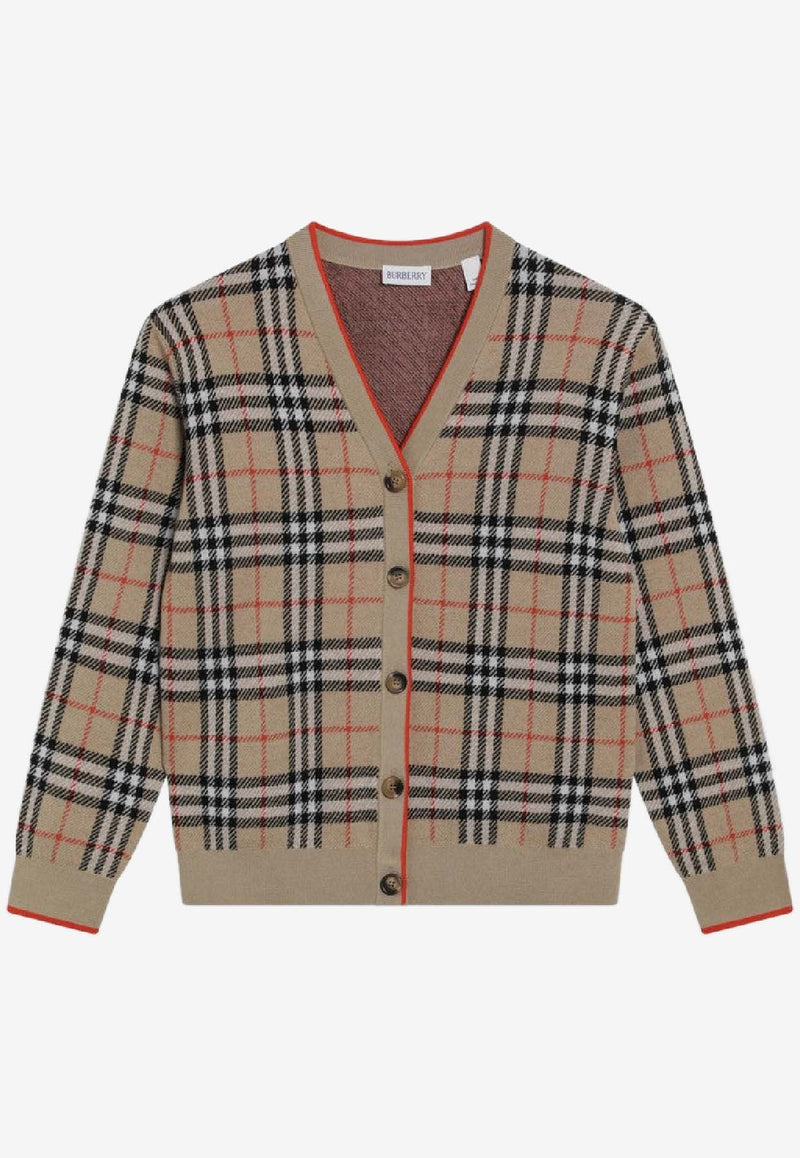 Burberry Kids Girls Signature Check Wool Cardigan Beige 8117179171210/S_BURBE-B9368