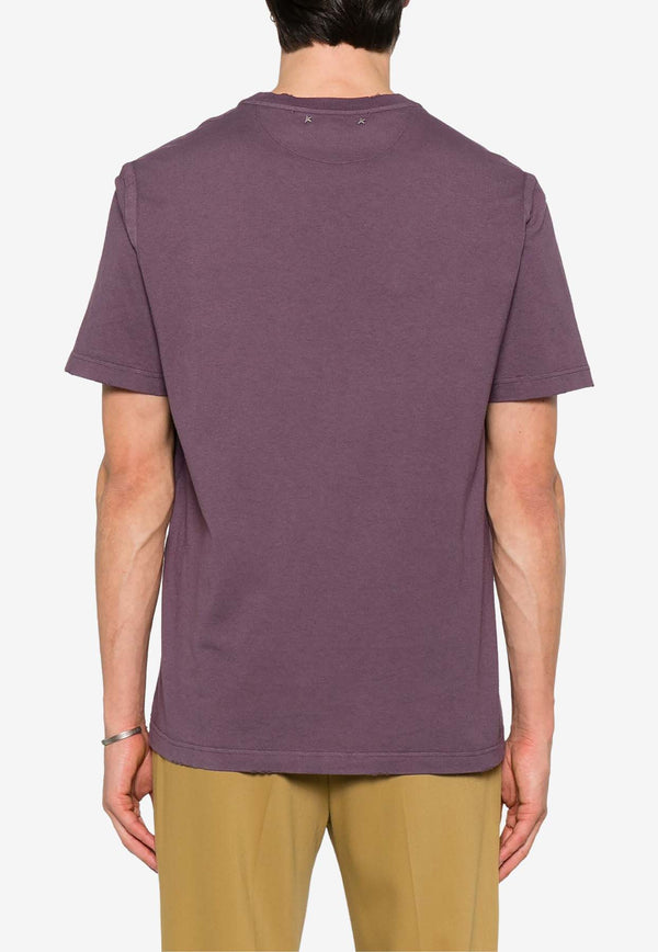 Golden Goose DB Logo Print Crewneck T-shirt Purple GMP01220P001858_45345