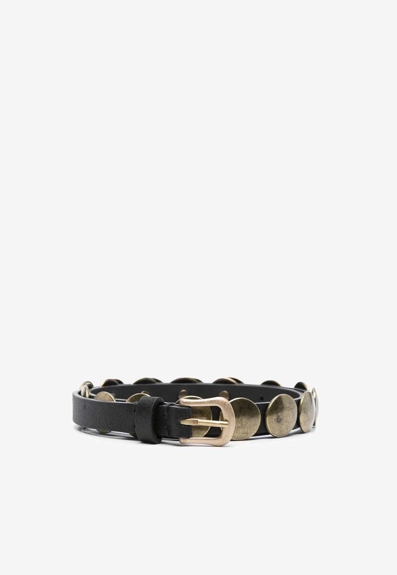 Golden Goose DB Trinidad Maxi Studs Leather Belt Black GWA00408A000448_90100