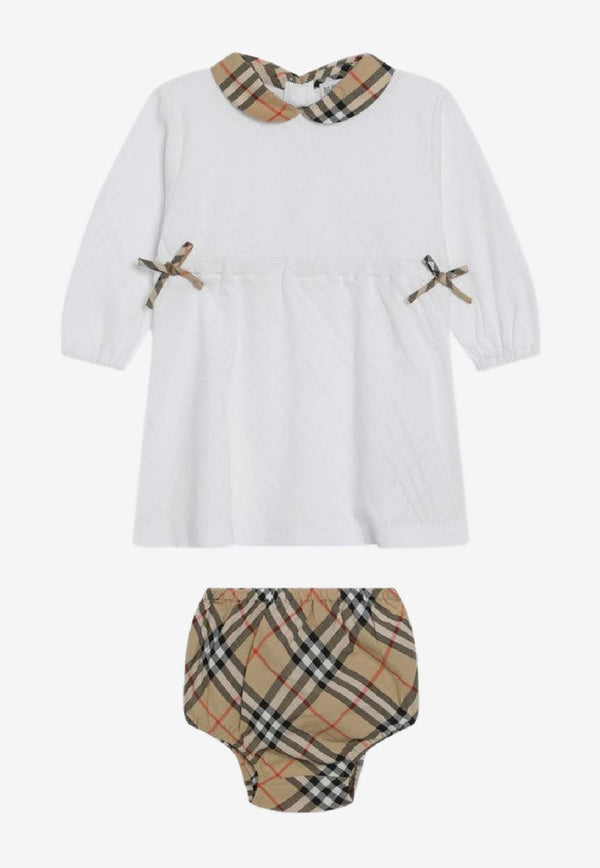 Burberry Kids Baby Girls Check-Trimmed Dress White 8117493166725/S_BURBE-A1464