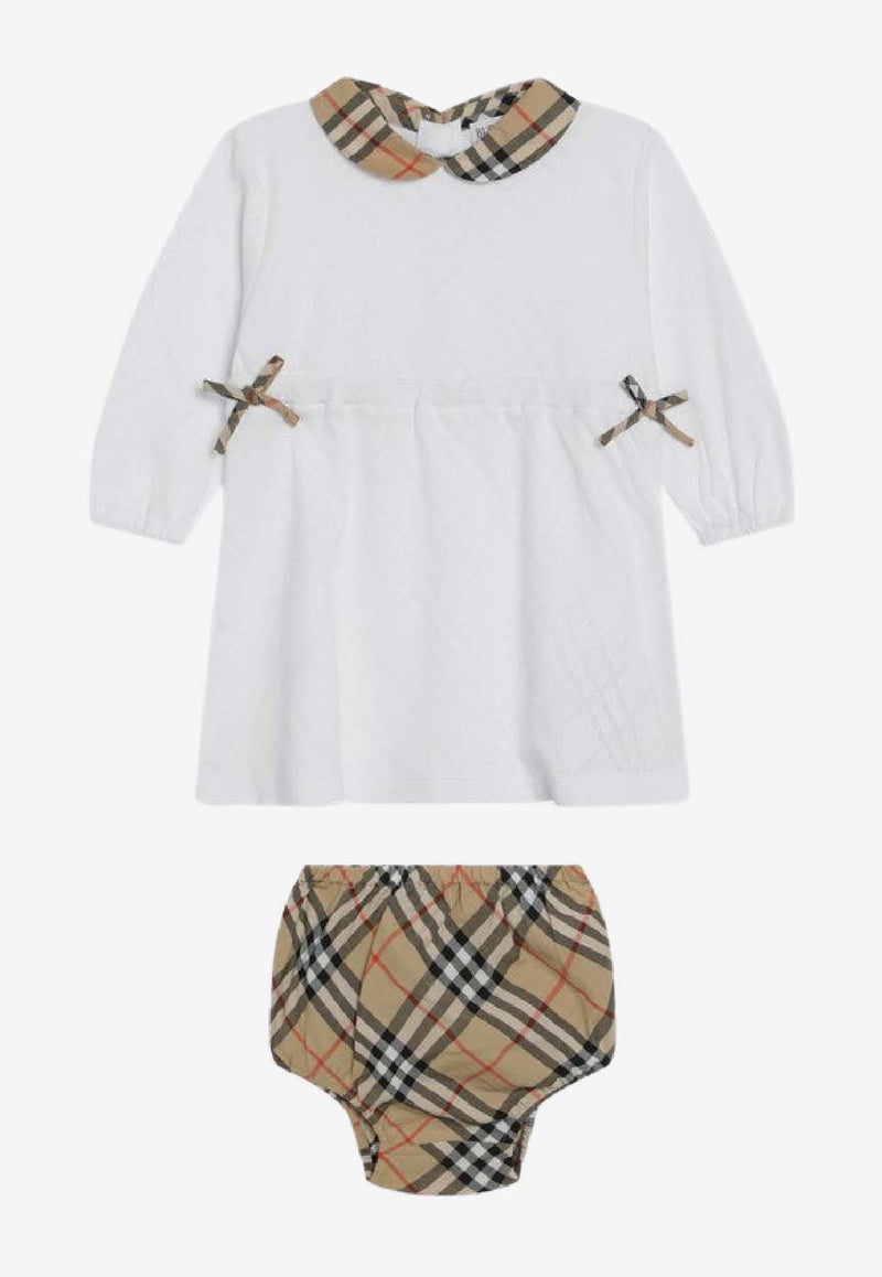 Burberry Kids Baby Girls Check-Trimmed Dress White 8117493166725/S_BURBE-A1464