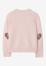 Burberry Kids Girls Wool-Blend Cardigan with Elbow Patches Pink 8117642171214/S_BURBE-A1439
